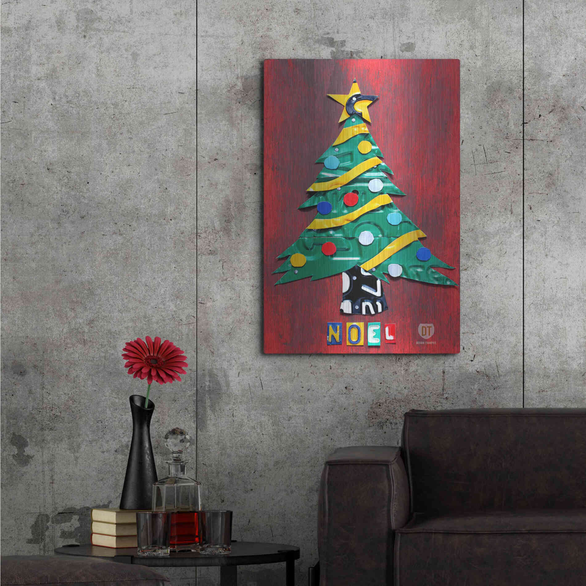 Luxe Metal Art 'Noel Christmas Tree License Plate Art' by Design Turnpike, Metal Wall Art,24x36