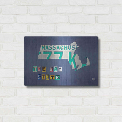 Luxe Metal Art 'Massachusetts License Plate Map' by Design Turnpike, Metal Wall Art,24x16