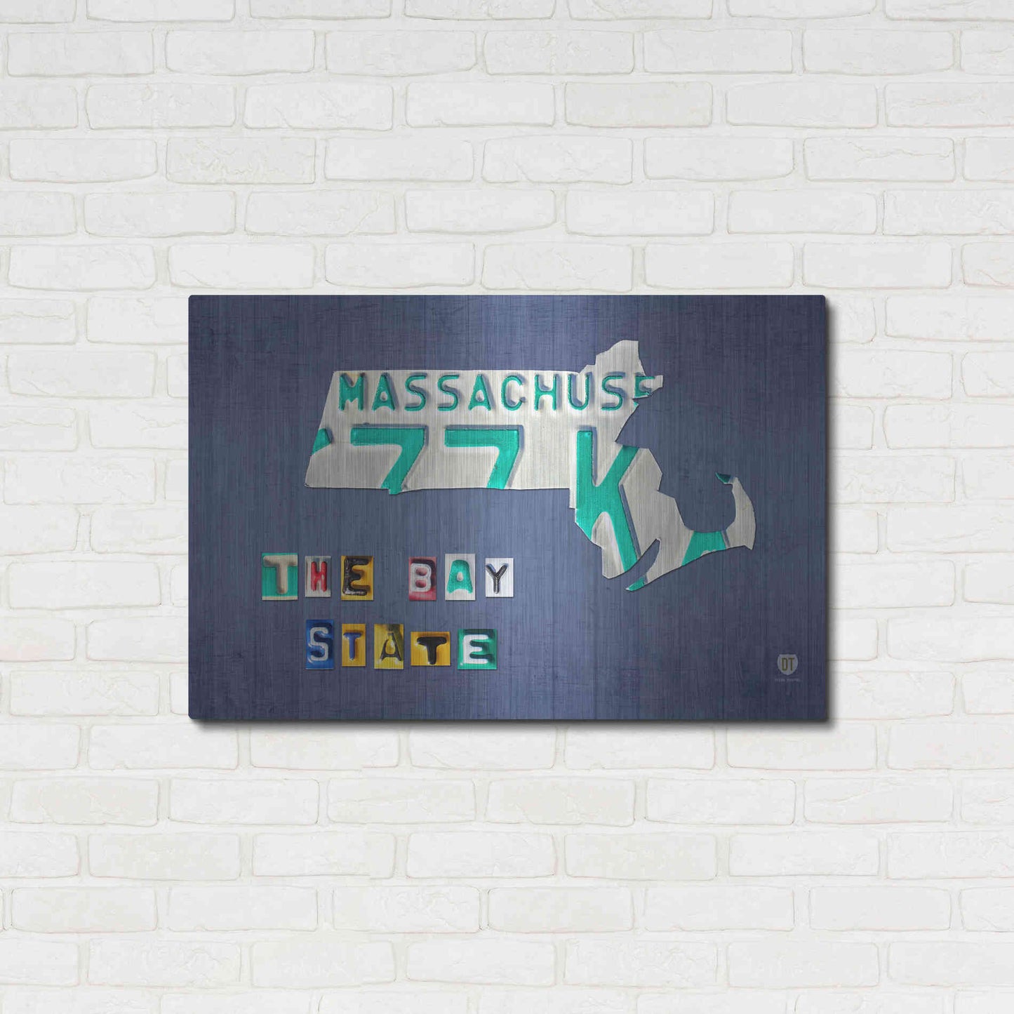 Luxe Metal Art 'Massachusetts License Plate Map' by Design Turnpike, Metal Wall Art,36x24