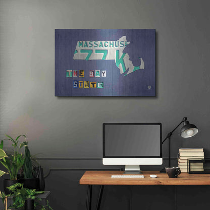 Luxe Metal Art 'Massachusetts License Plate Map' by Design Turnpike, Metal Wall Art,36x24