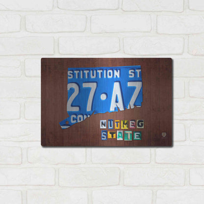 Luxe Metal Art 'Connecticut License Plate Map' by Design Turnpike, Metal Wall Art,16x12