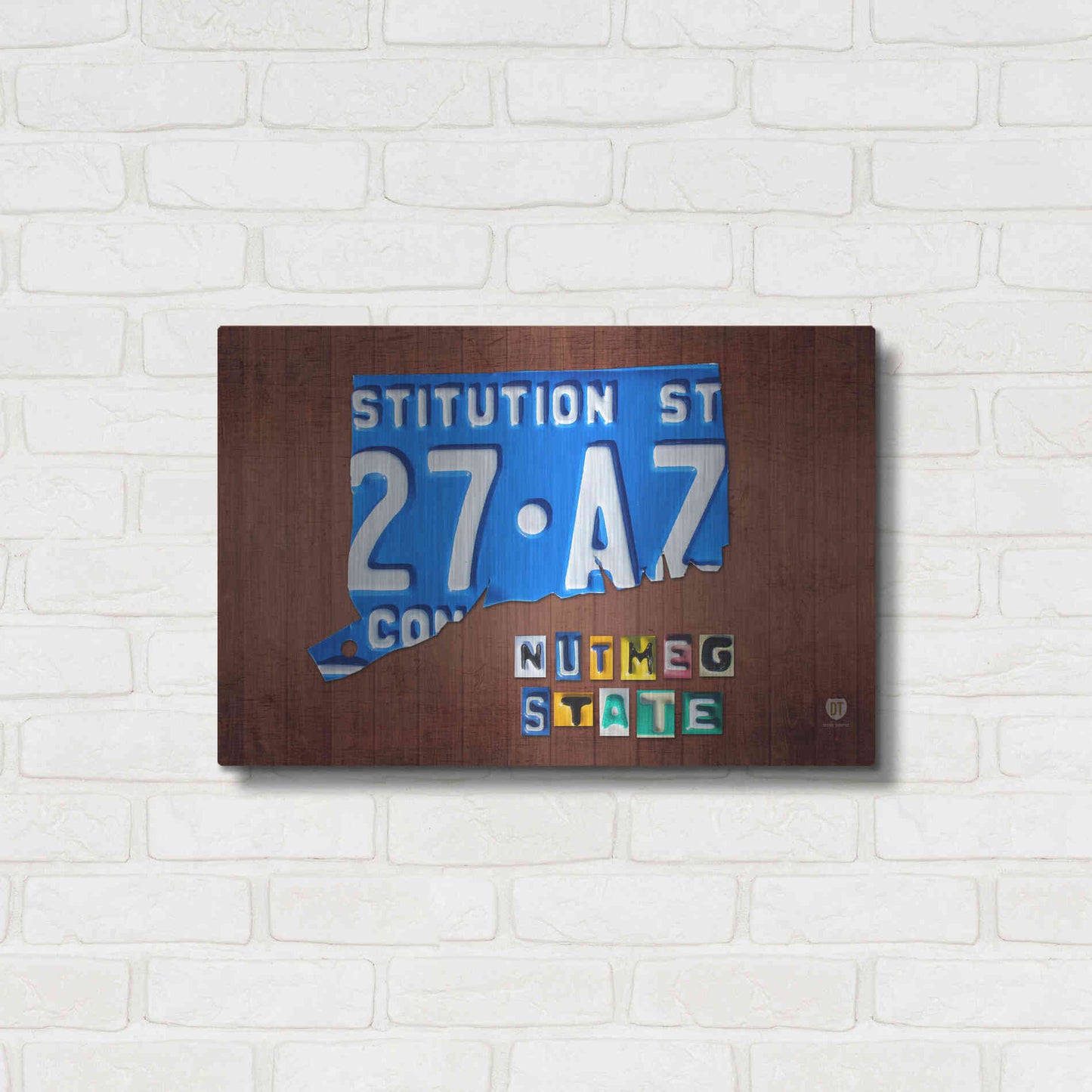 Luxe Metal Art 'Connecticut License Plate Map' by Design Turnpike, Metal Wall Art,24x16