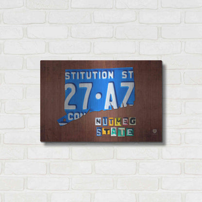 Luxe Metal Art 'Connecticut License Plate Map' by Design Turnpike, Metal Wall Art,24x16