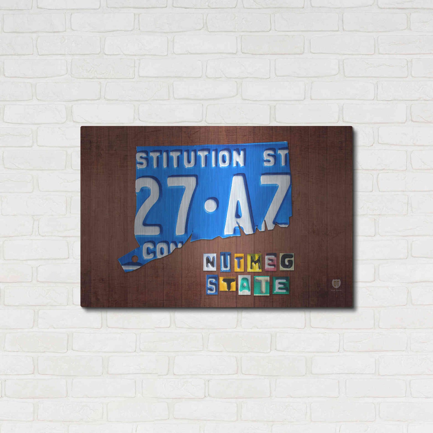 Luxe Metal Art 'Connecticut License Plate Map' by Design Turnpike, Metal Wall Art,36x24