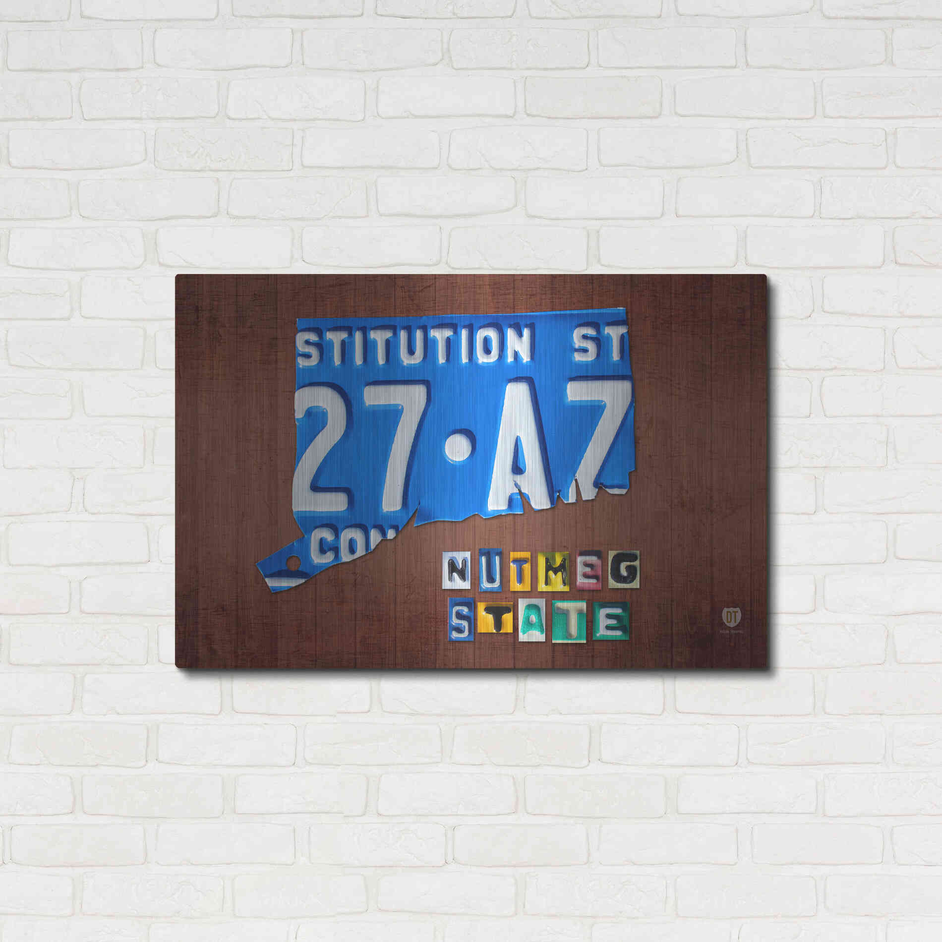 Luxe Metal Art 'Connecticut License Plate Map' by Design Turnpike, Metal Wall Art,36x24