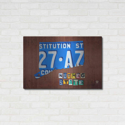 Luxe Metal Art 'Connecticut License Plate Map' by Design Turnpike, Metal Wall Art,36x24