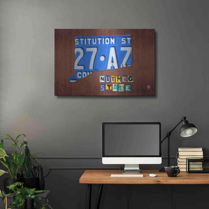 Luxe Metal Art 'Connecticut License Plate Map' by Design Turnpike, Metal Wall Art,36x24