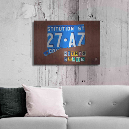 Luxe Metal Art 'Connecticut License Plate Map' by Design Turnpike, Metal Wall Art,36x24