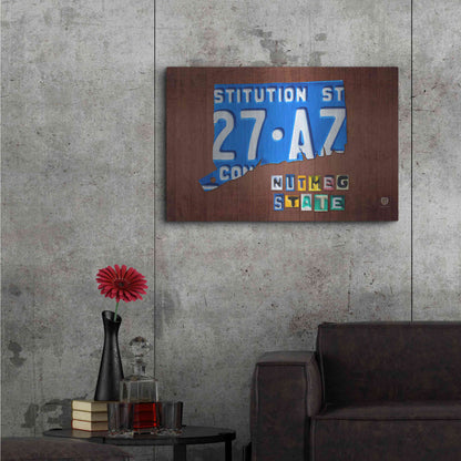 Luxe Metal Art 'Connecticut License Plate Map' by Design Turnpike, Metal Wall Art,36x24
