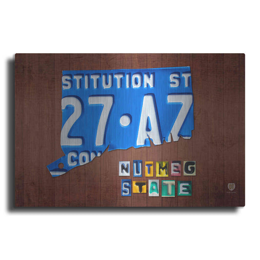 Luxe Metal Art 'Connecticut License Plate Map' by Design Turnpike, Metal Wall Art