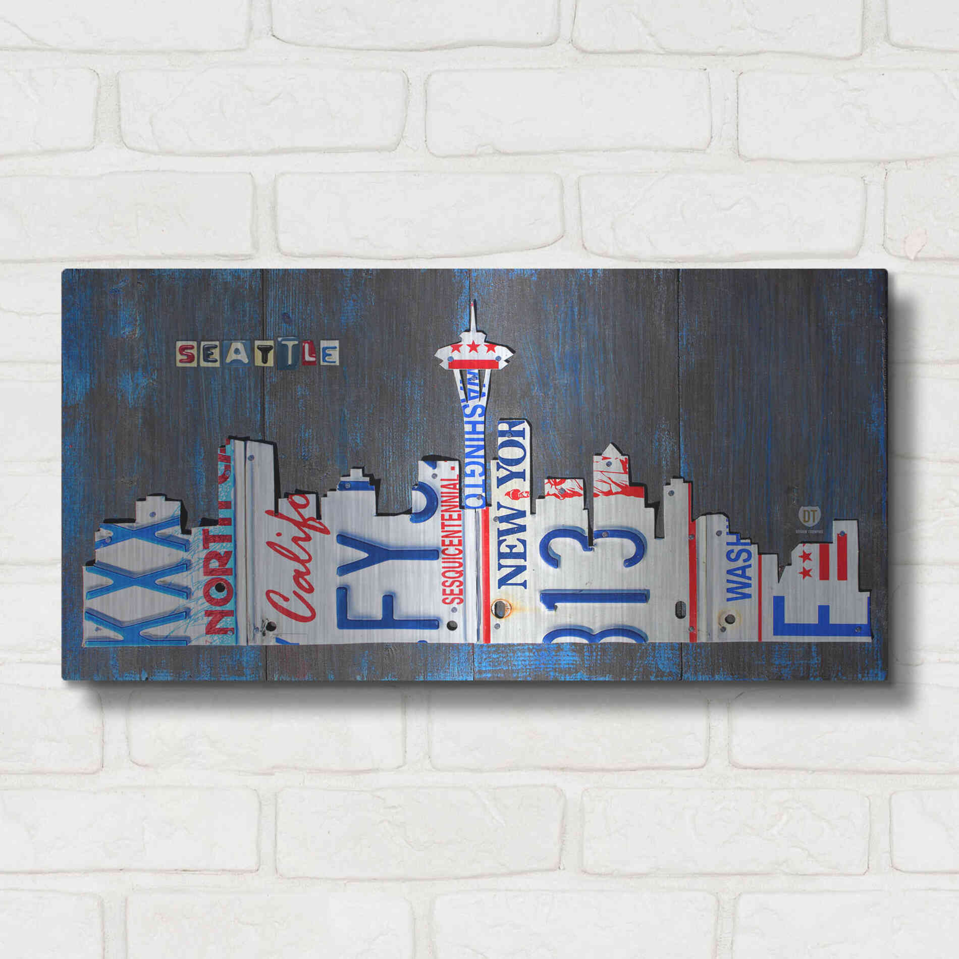 Luxe Metal Art 'Seattle Skyline License Plate Art' by Design Turnpike, Metal Wall Art,24x12