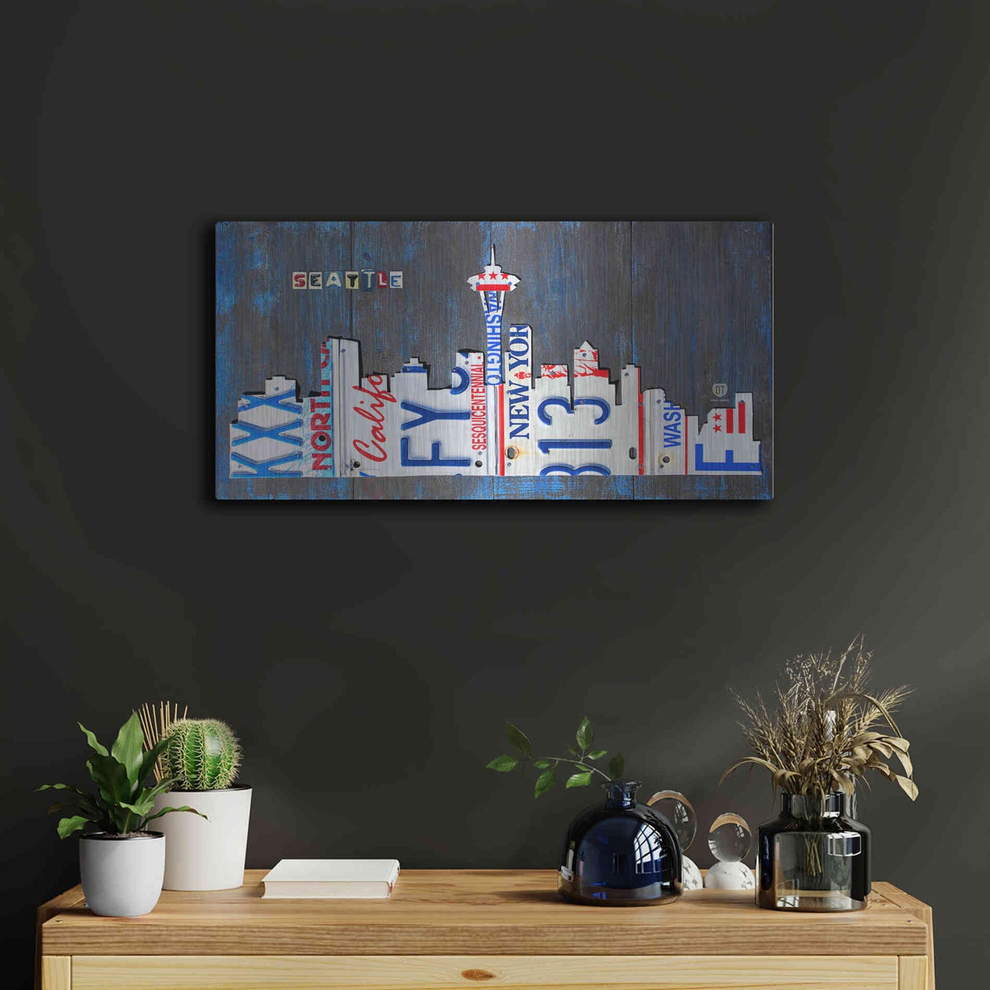 Luxe Metal Art 'Seattle Skyline License Plate Art' by Design Turnpike, Metal Wall Art,24x12