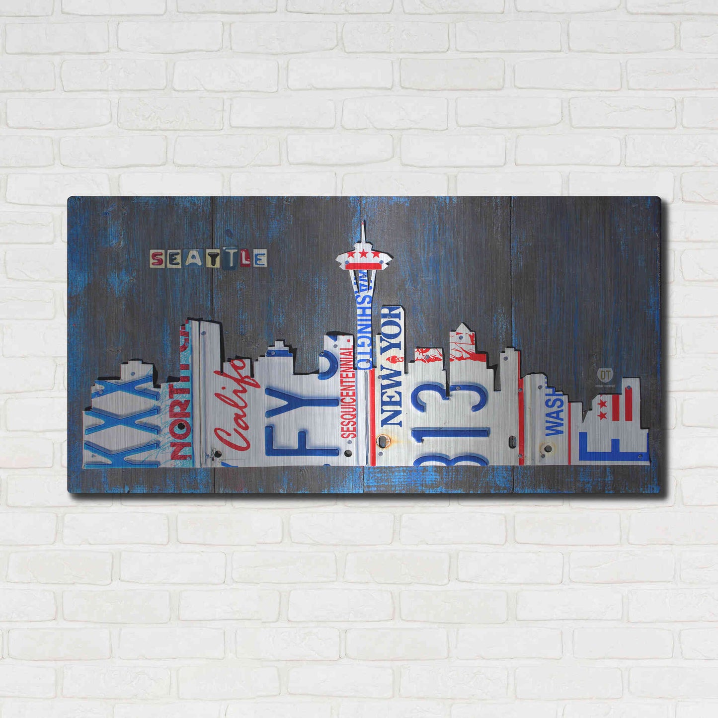 Luxe Metal Art 'Seattle Skyline License Plate Art' by Design Turnpike, Metal Wall Art,48x24