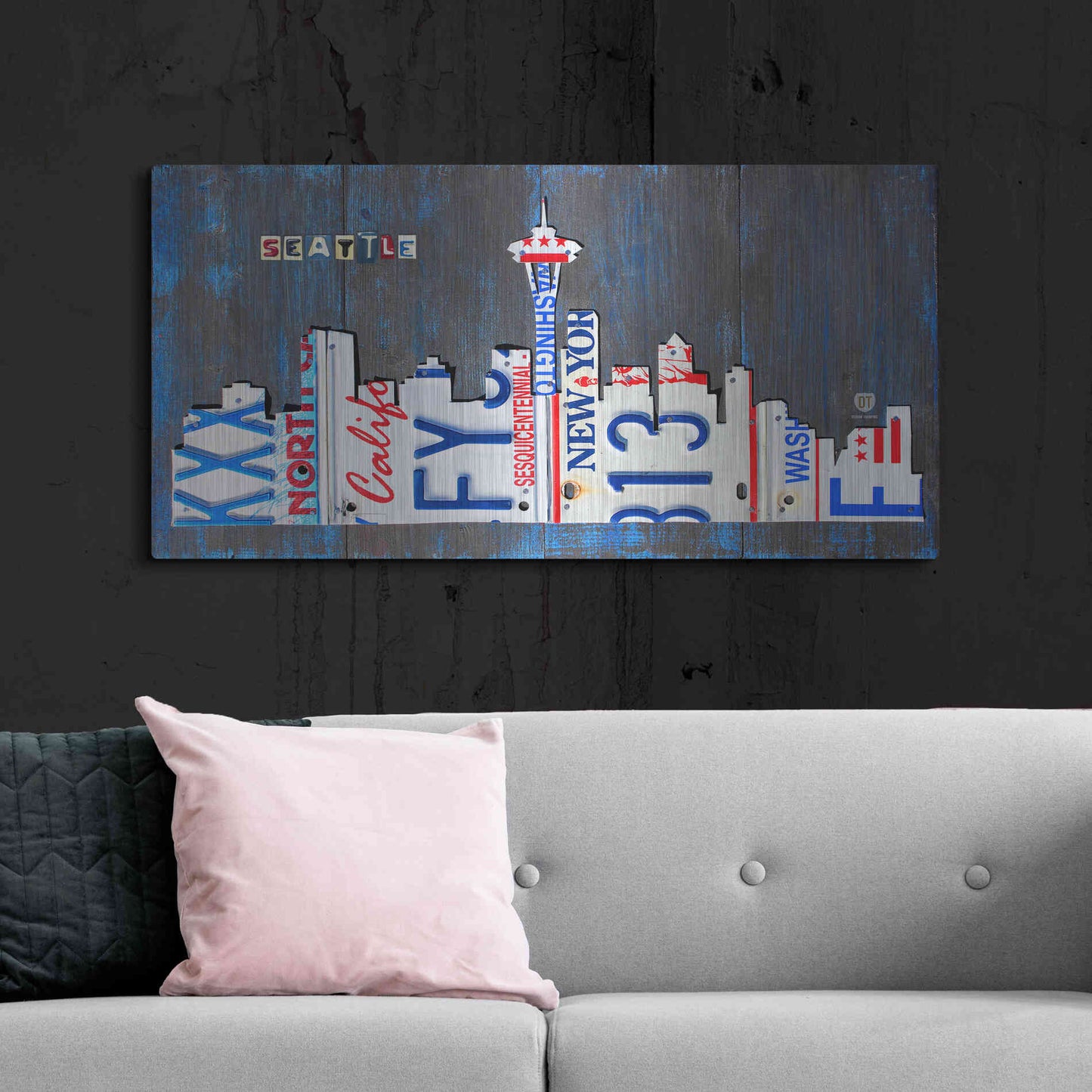 Luxe Metal Art 'Seattle Skyline License Plate Art' by Design Turnpike, Metal Wall Art,48x24