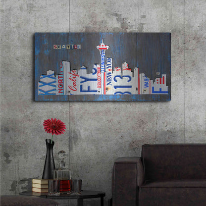 Luxe Metal Art 'Seattle Skyline License Plate Art' by Design Turnpike, Metal Wall Art,48x24