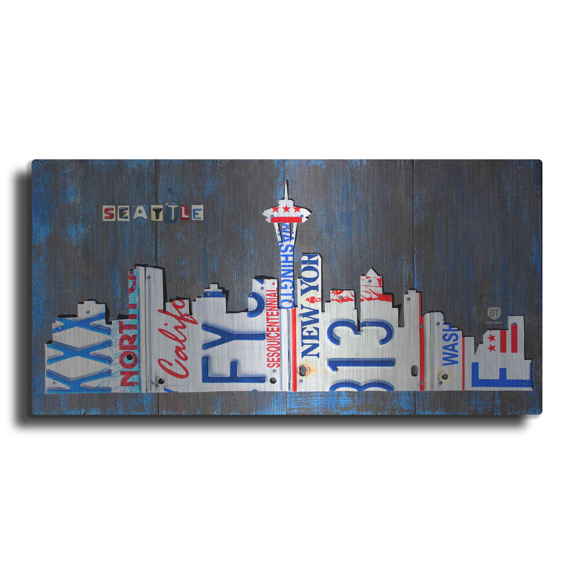 Luxe Metal Art 'Seattle Skyline License Plate Art' by Design Turnpike, Metal Wall Art