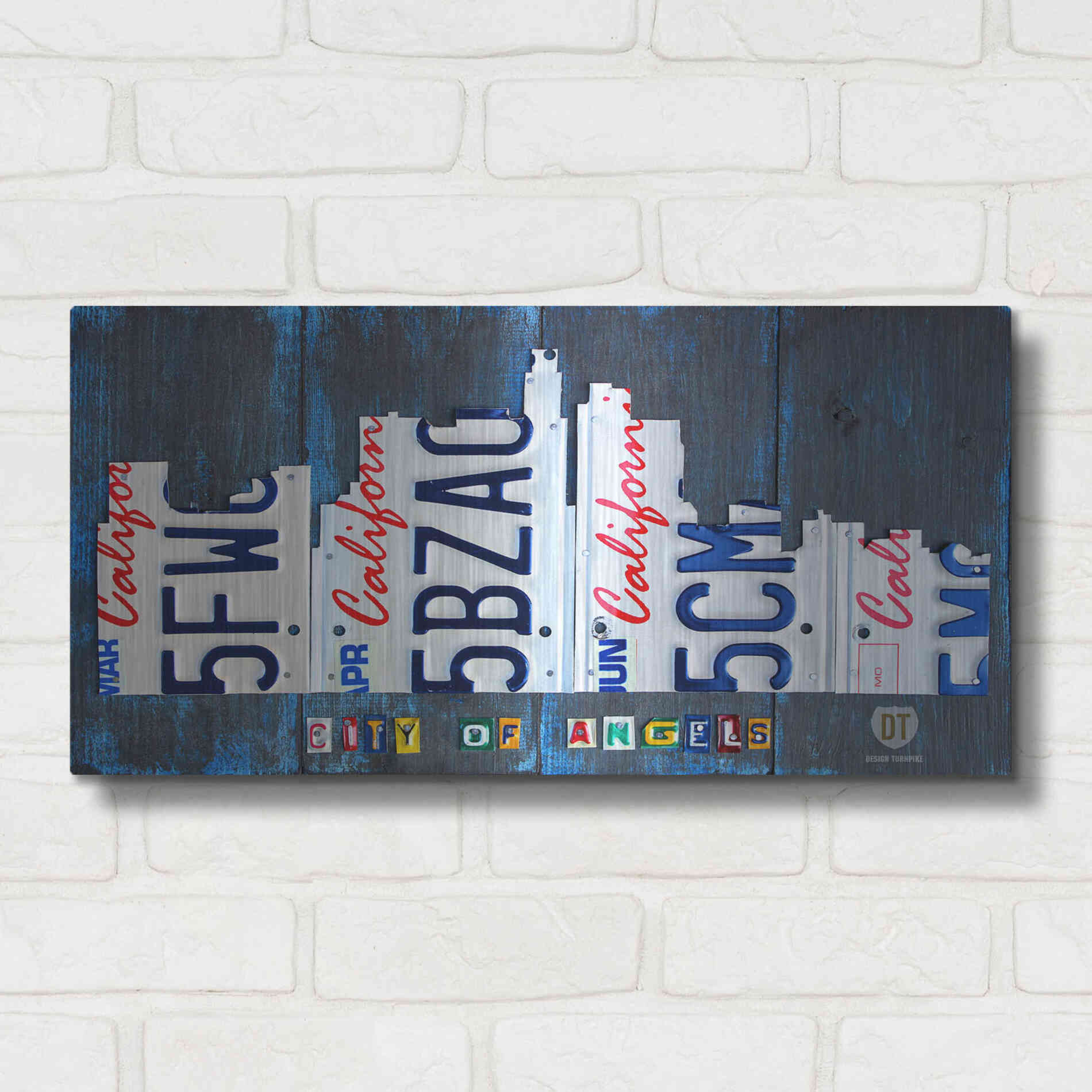 Luxe Metal Art 'Los Angeles Skyline License Plate Art' by Design Turnpike, Metal Wall Art,24x12