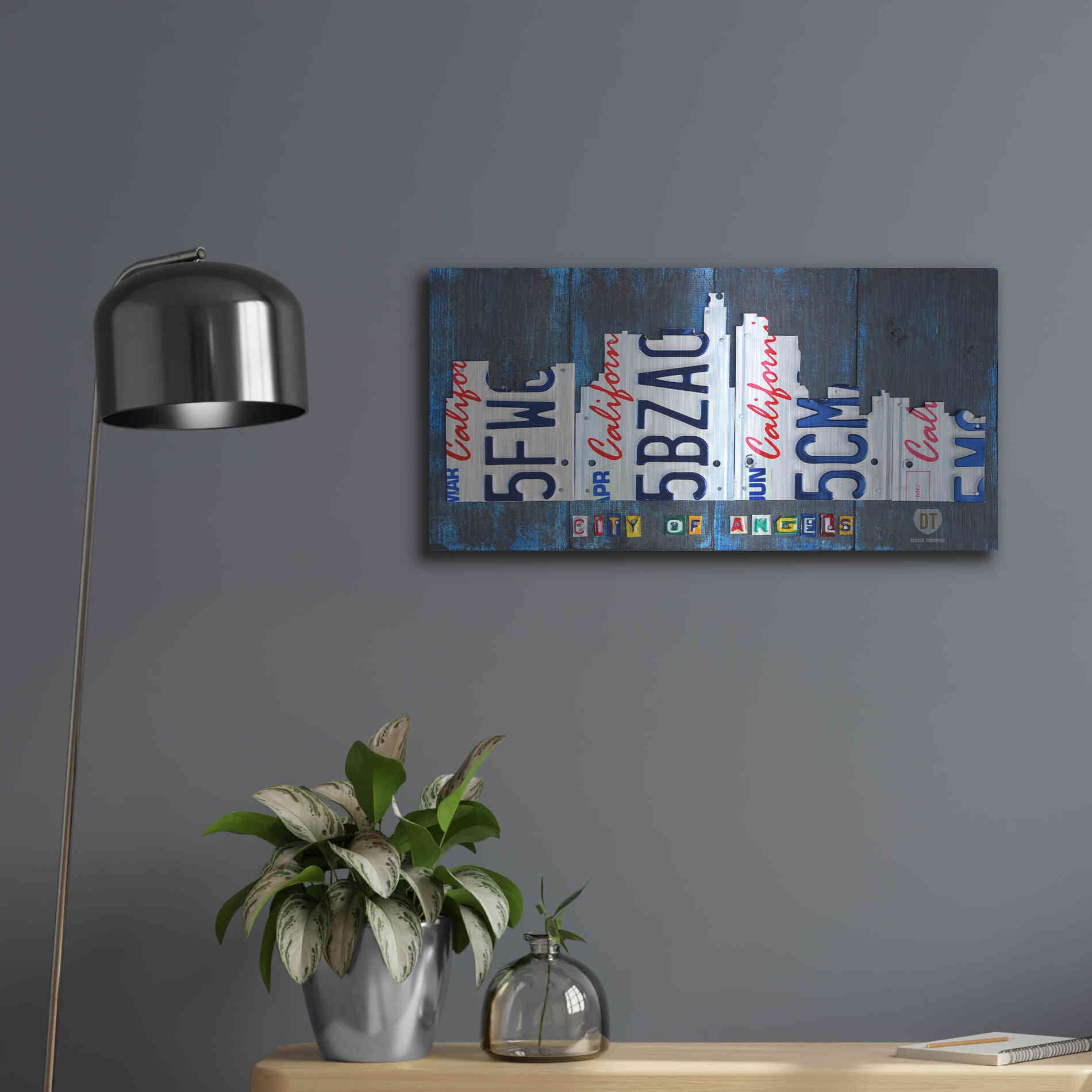 Luxe Metal Art 'Los Angeles Skyline License Plate Art' by Design Turnpike, Metal Wall Art,24x12