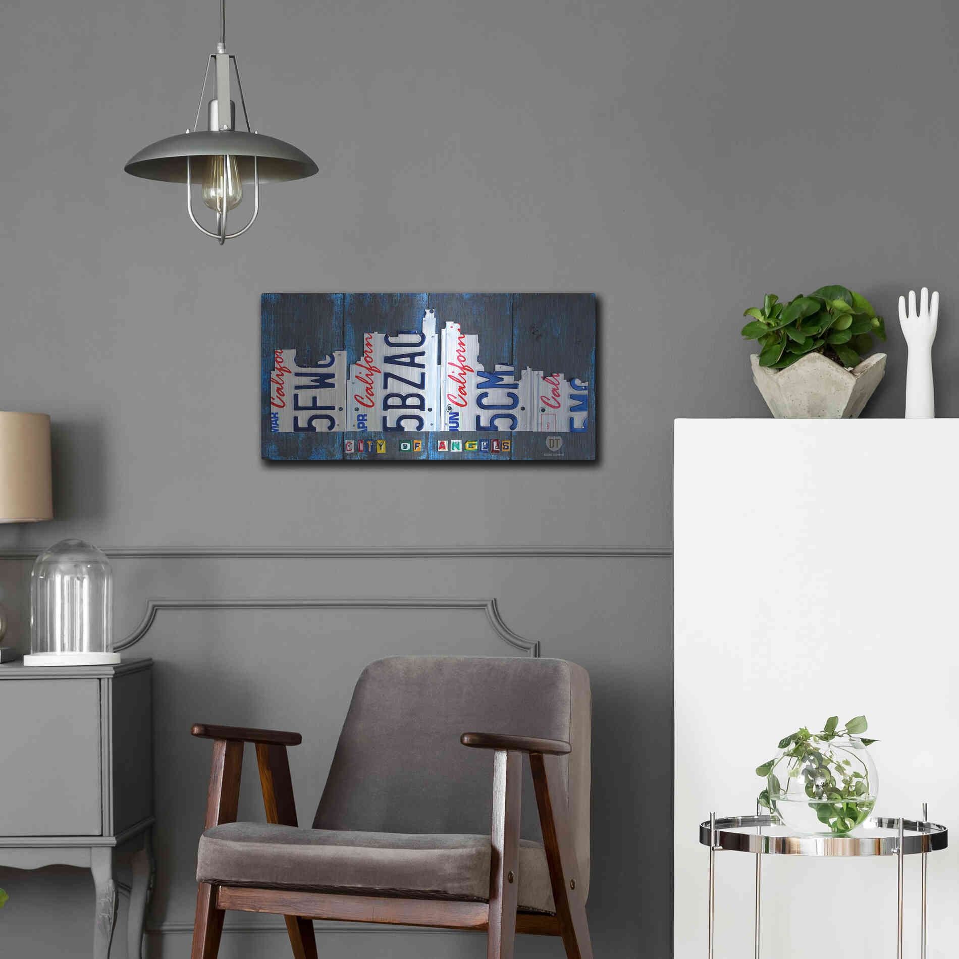 Luxe Metal Art 'Los Angeles Skyline License Plate Art' by Design Turnpike, Metal Wall Art,24x12