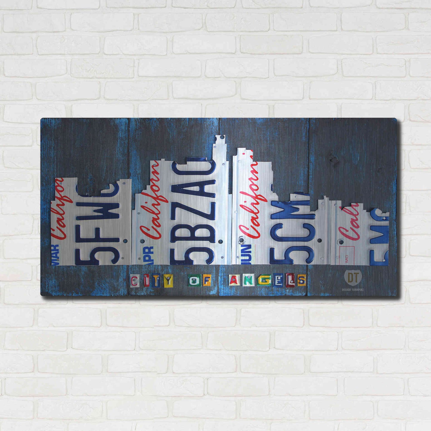 Luxe Metal Art 'Los Angeles Skyline License Plate Art' by Design Turnpike, Metal Wall Art,48x24
