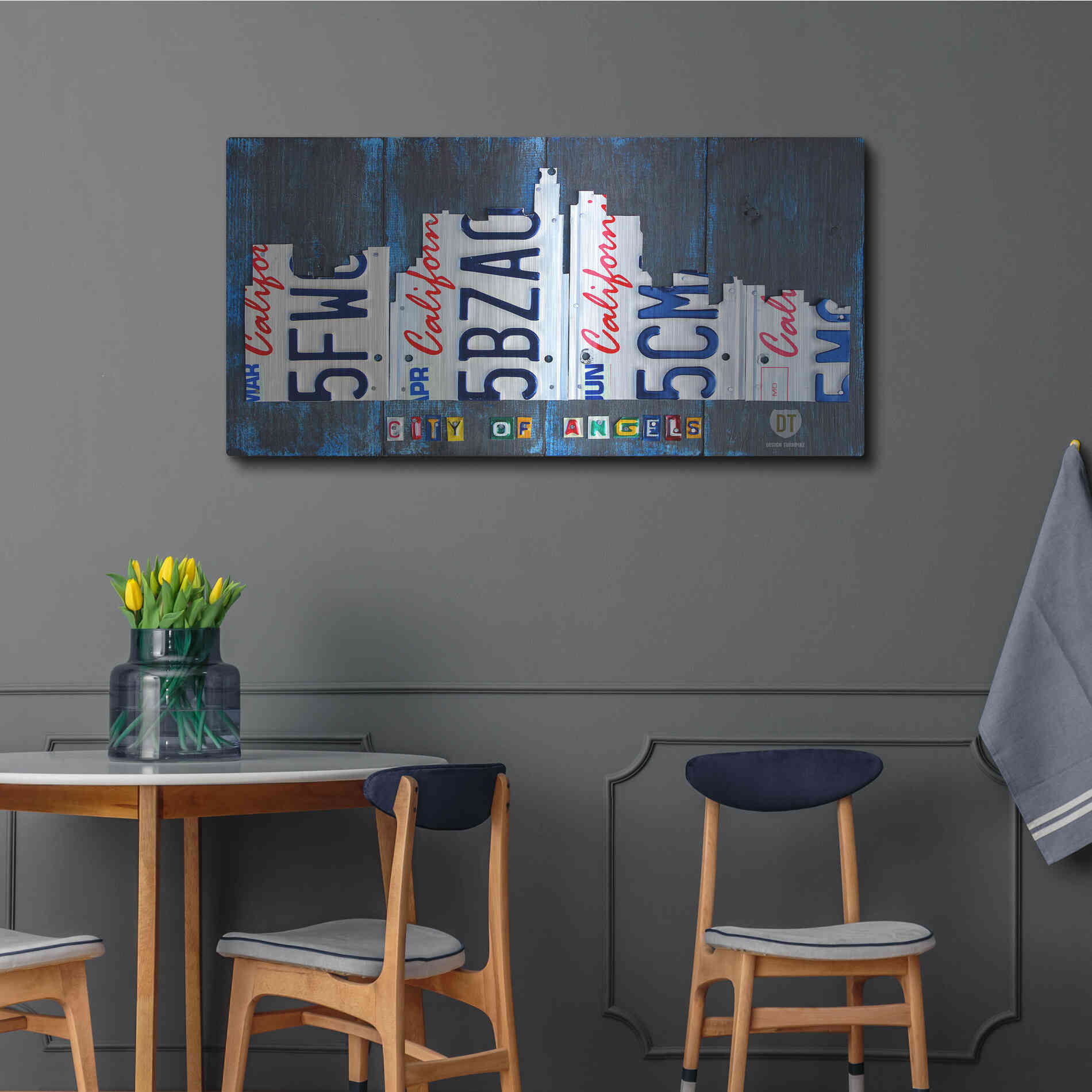 Luxe Metal Art 'Los Angeles Skyline License Plate Art' by Design Turnpike, Metal Wall Art,48x24