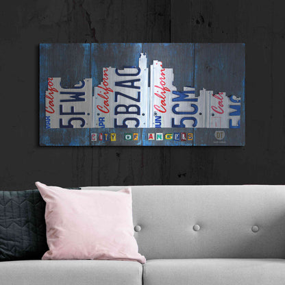 Luxe Metal Art 'Los Angeles Skyline License Plate Art' by Design Turnpike, Metal Wall Art,48x24