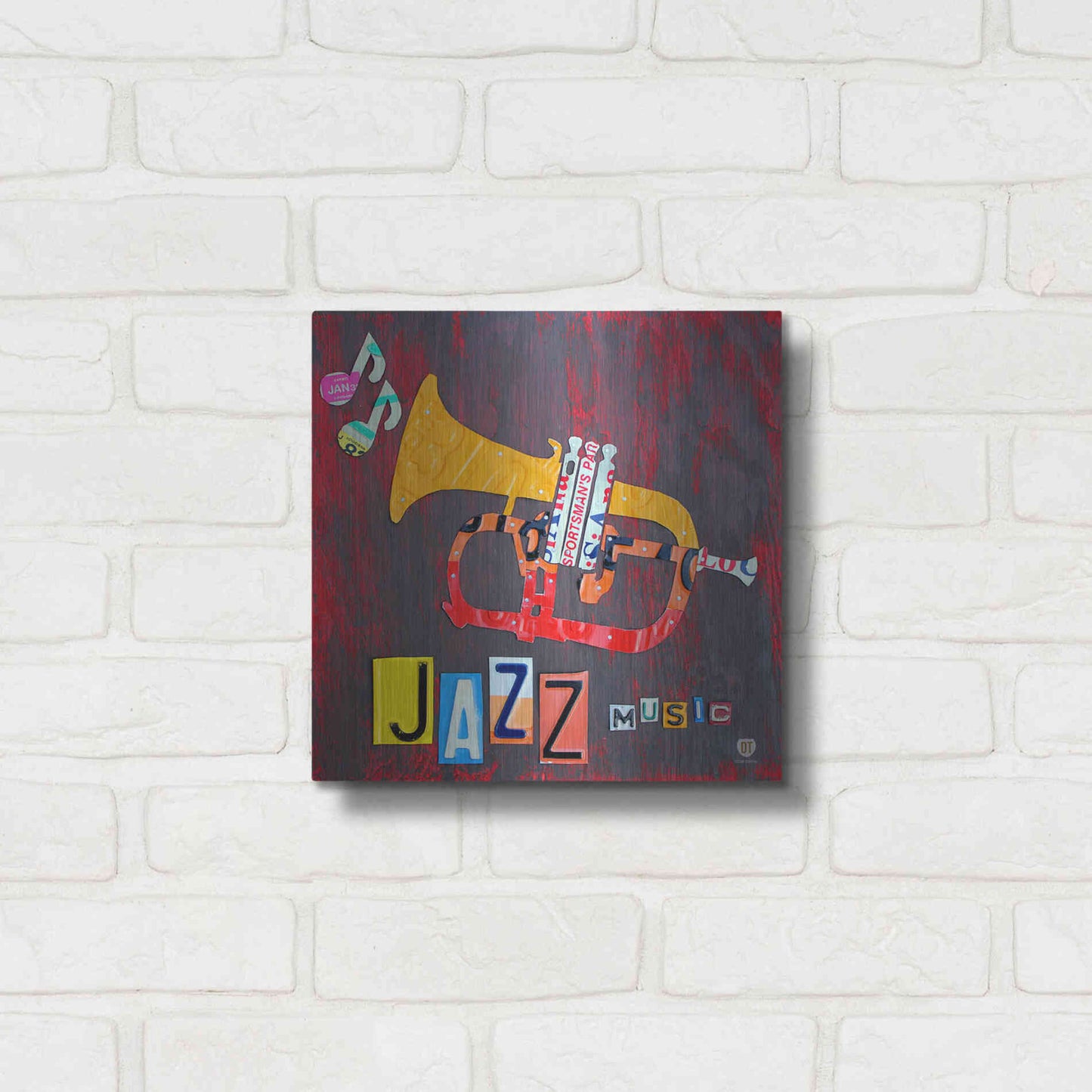 Luxe Metal Art 'License Plate Art Jazz Series Tuba' by Design Turnpike, Metal Wall Art,12x12