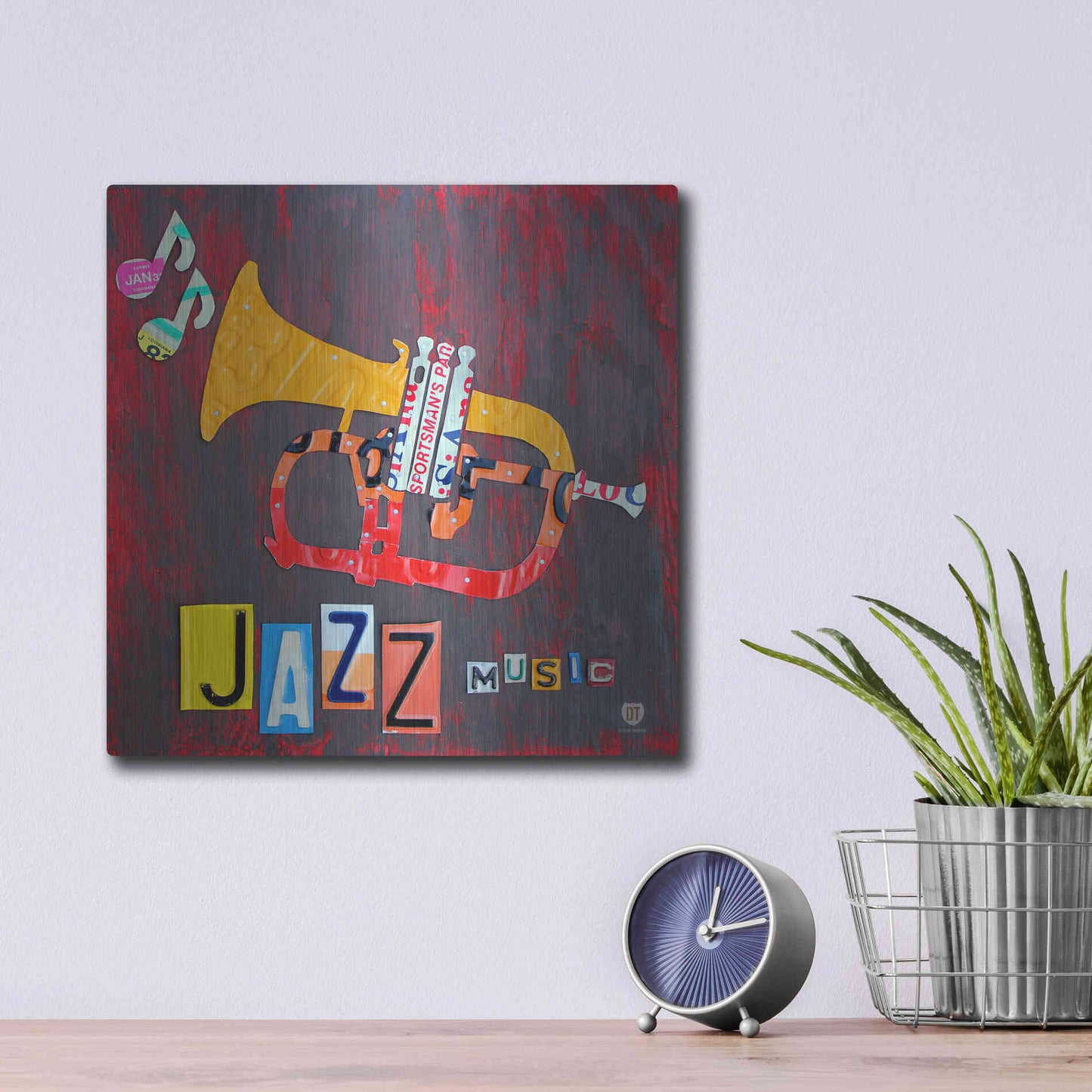 Luxe Metal Art 'License Plate Art Jazz Series Tuba' by Design Turnpike, Metal Wall Art,12x12