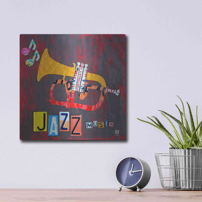 Luxe Metal Art 'License Plate Art Jazz Series Tuba' by Design Turnpike, Metal Wall Art,12x12