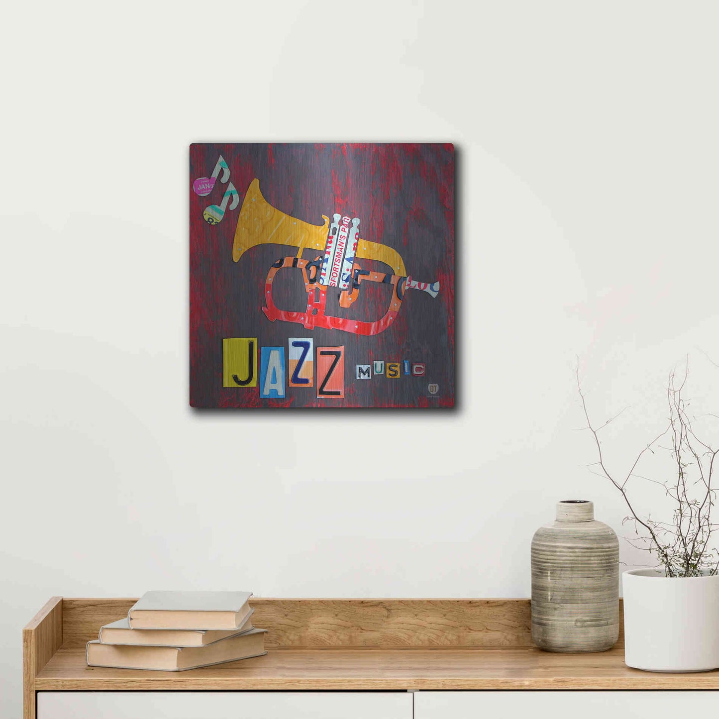 Luxe Metal Art 'License Plate Art Jazz Series Tuba' by Design Turnpike, Metal Wall Art,12x12