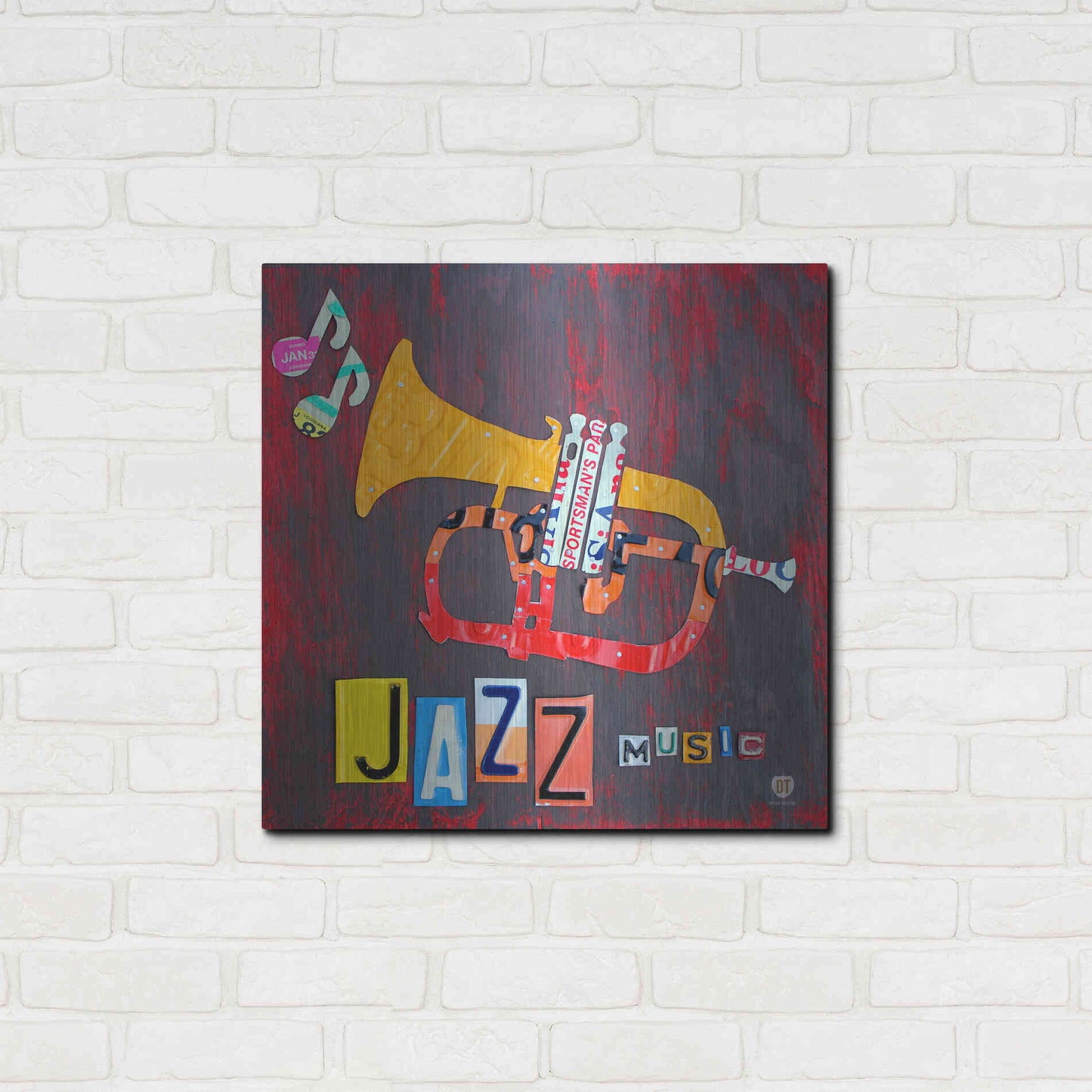 Luxe Metal Art 'License Plate Art Jazz Series Tuba' by Design Turnpike, Metal Wall Art,24x24