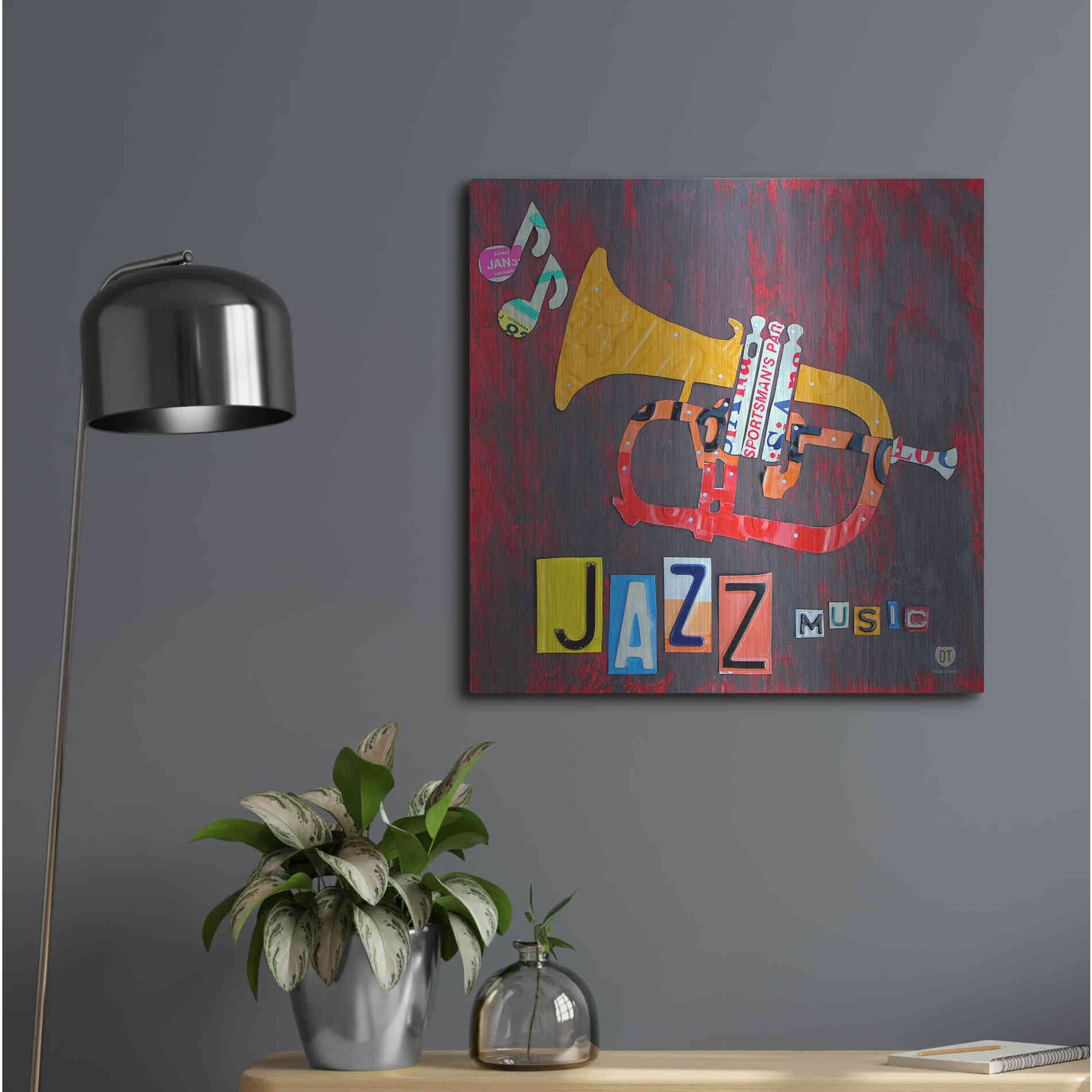 Luxe Metal Art 'License Plate Art Jazz Series Tuba' by Design Turnpike, Metal Wall Art,24x24