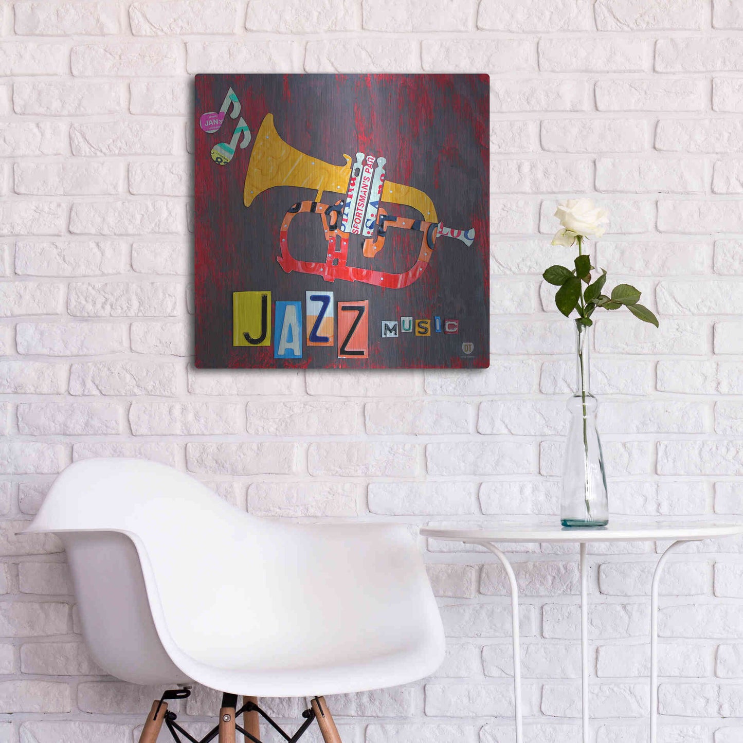 Luxe Metal Art 'License Plate Art Jazz Series Tuba' by Design Turnpike, Metal Wall Art,24x24