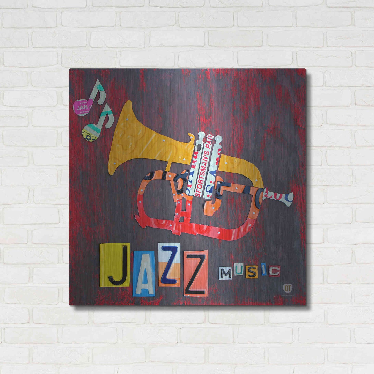 Luxe Metal Art 'License Plate Art Jazz Series Tuba' by Design Turnpike, Metal Wall Art,36x36