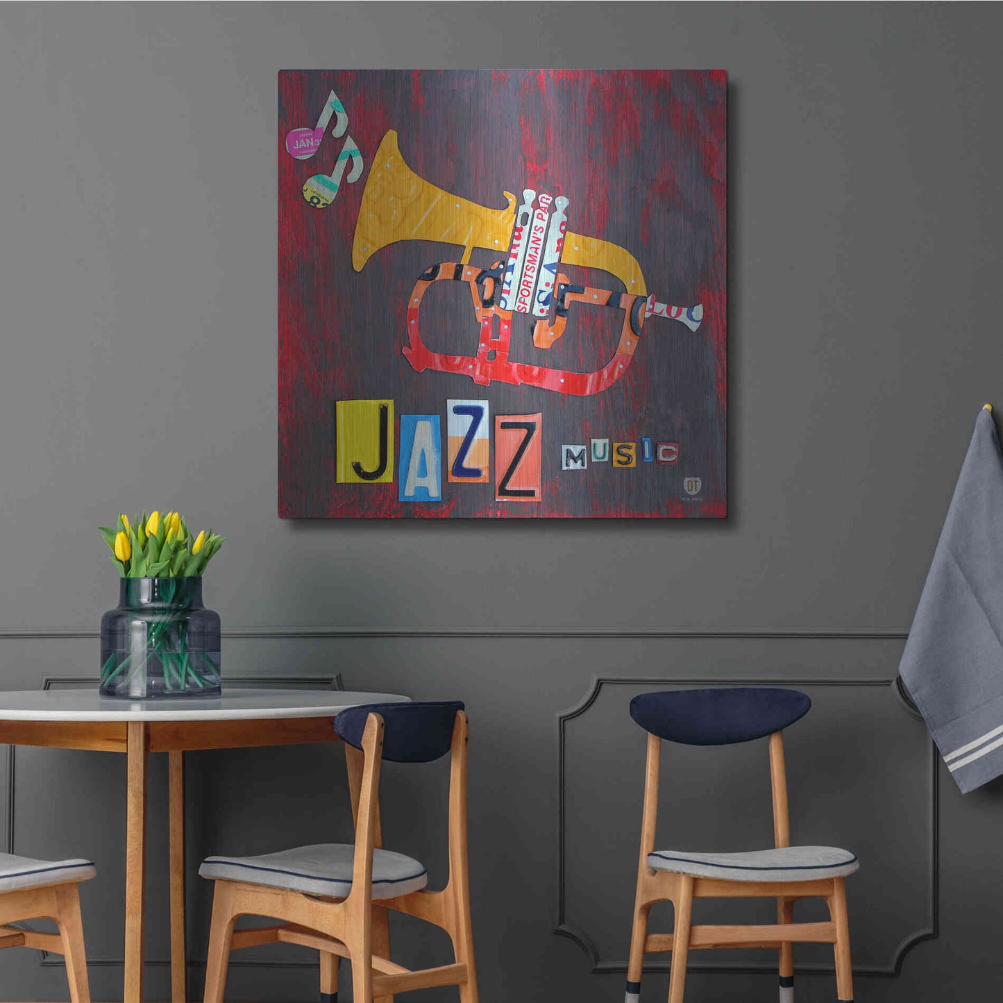 Luxe Metal Art 'License Plate Art Jazz Series Tuba' by Design Turnpike, Metal Wall Art,36x36