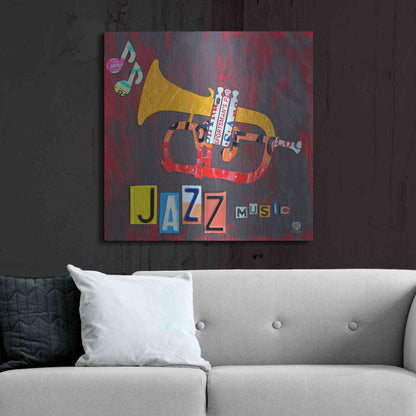 Luxe Metal Art 'License Plate Art Jazz Series Tuba' by Design Turnpike, Metal Wall Art,36x36