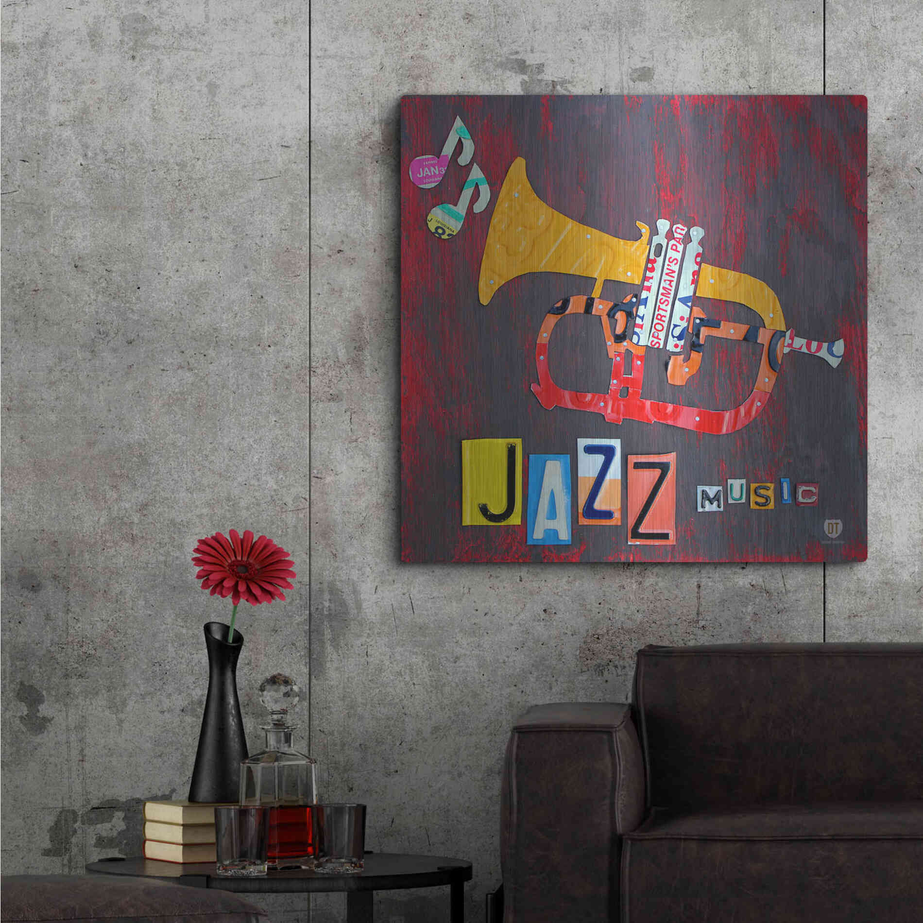 Luxe Metal Art 'License Plate Art Jazz Series Tuba' by Design Turnpike, Metal Wall Art,36x36