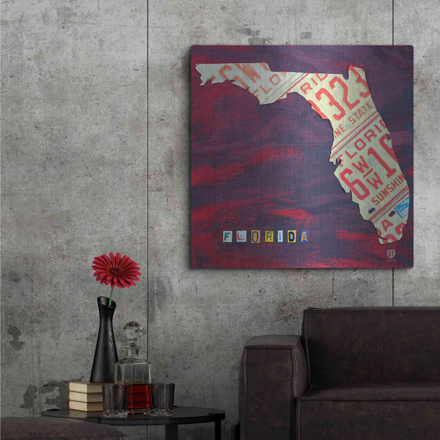 Luxe Metal Art 'Florida License Plate' by Design Turnpike, Metal Wall Art,36x36