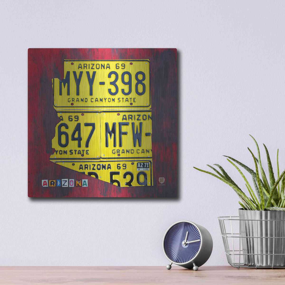 Luxe Metal Art 'Arizona License Plate' by Design Turnpike, Metal Wall Art,12x12
