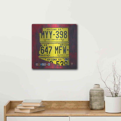 Luxe Metal Art 'Arizona License Plate' by Design Turnpike, Metal Wall Art,12x12
