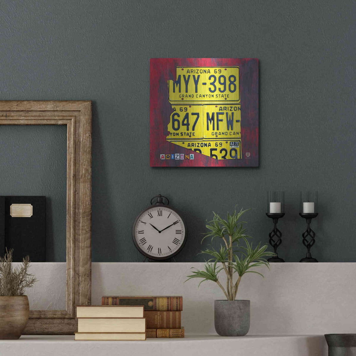 Luxe Metal Art 'Arizona License Plate' by Design Turnpike, Metal Wall Art,12x12