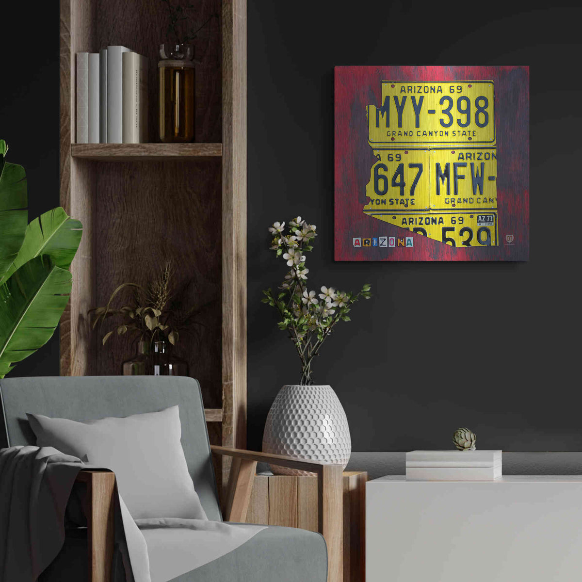 Luxe Metal Art 'Arizona License Plate' by Design Turnpike, Metal Wall Art,24x24