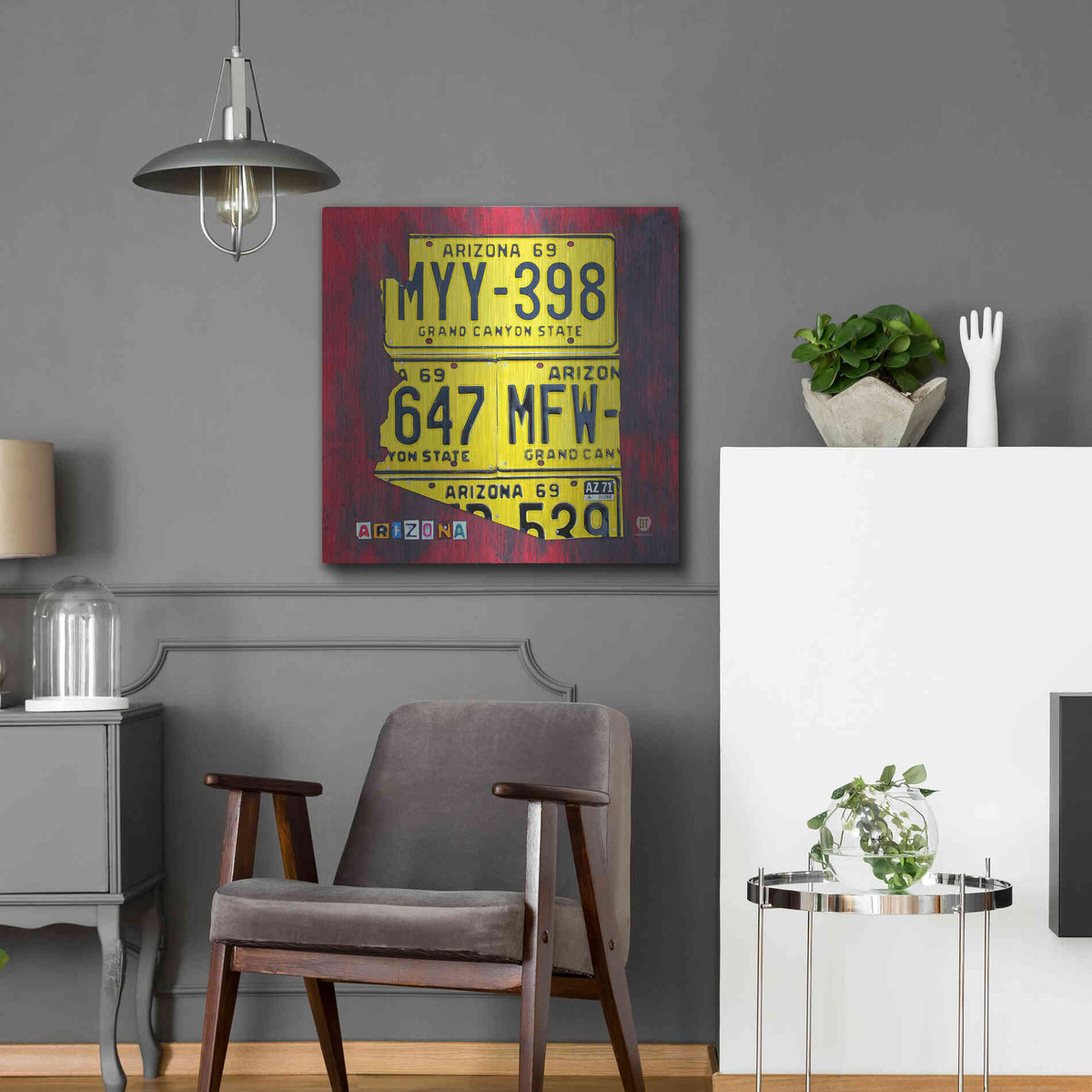 Luxe Metal Art 'Arizona License Plate' by Design Turnpike, Metal Wall Art,24x24