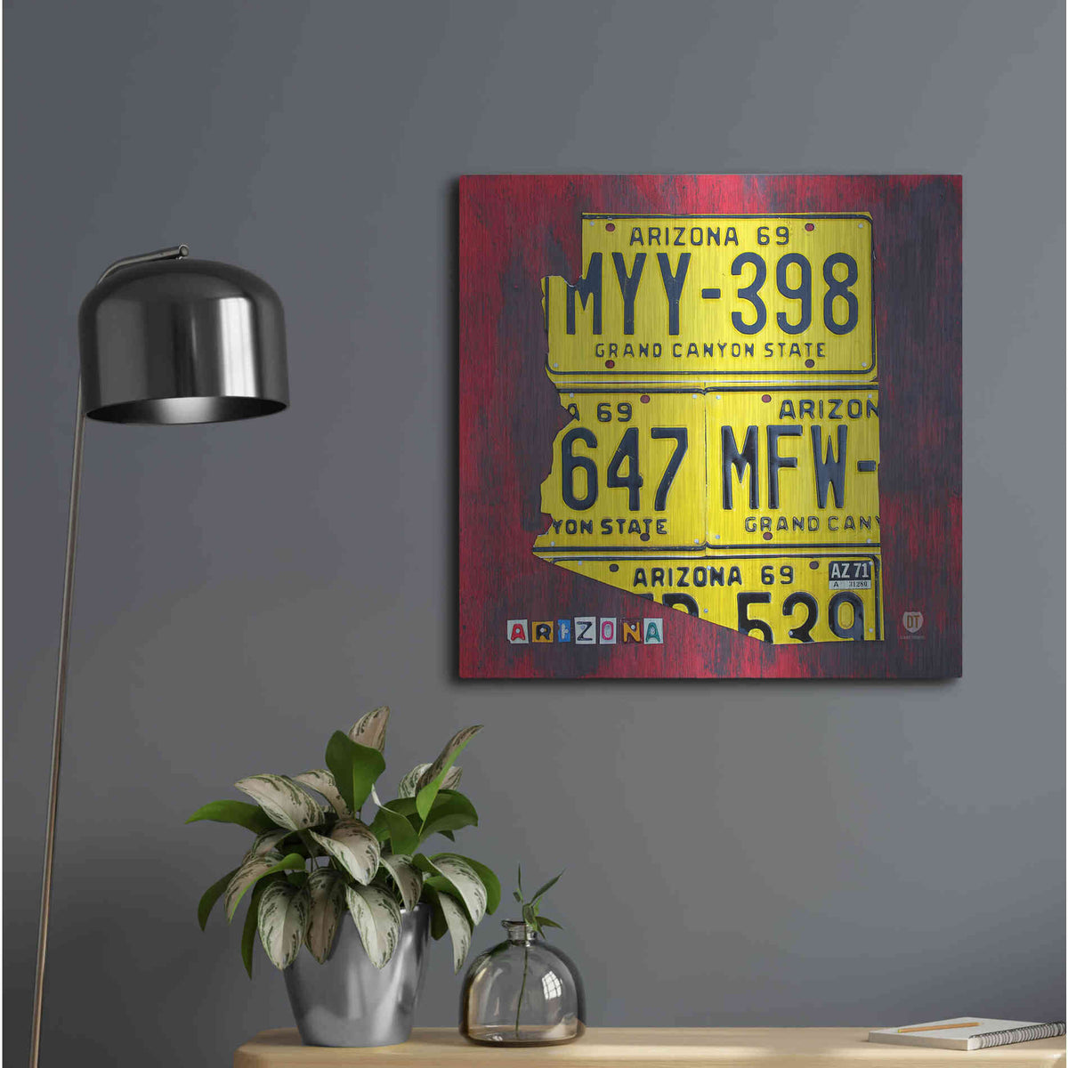 Luxe Metal Art 'Arizona License Plate' by Design Turnpike, Metal Wall Art,24x24