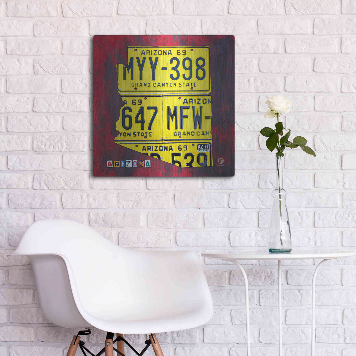 Luxe Metal Art 'Arizona License Plate' by Design Turnpike, Metal Wall Art,24x24
