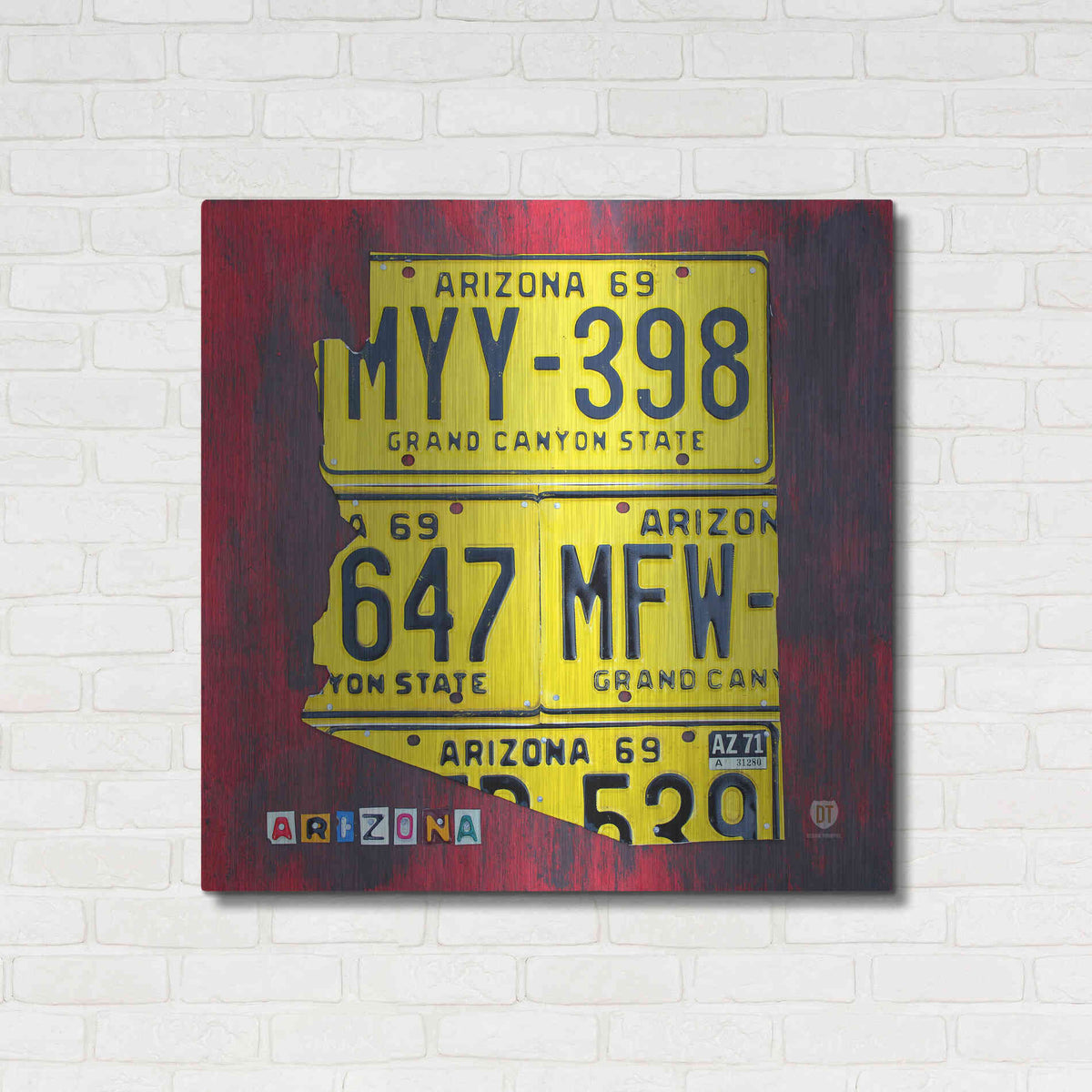Luxe Metal Art 'Arizona License Plate' by Design Turnpike, Metal Wall Art,36x36