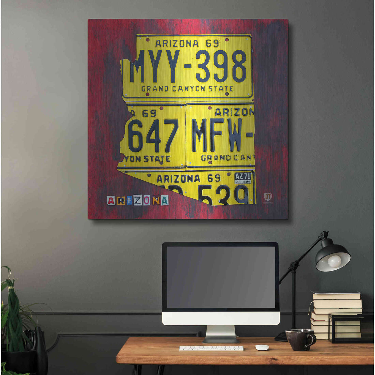Luxe Metal Art 'Arizona License Plate' by Design Turnpike, Metal Wall Art,36x36