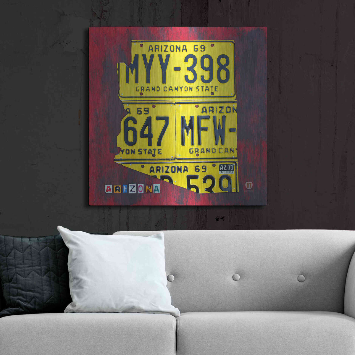 Luxe Metal Art 'Arizona License Plate' by Design Turnpike, Metal Wall Art,36x36