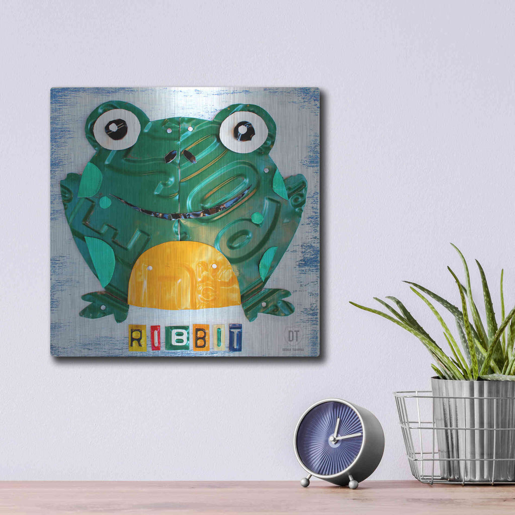Luxe Metal Art 'Ribbit The Frog' by Design Turnpike, Metal Wall Art,12x12