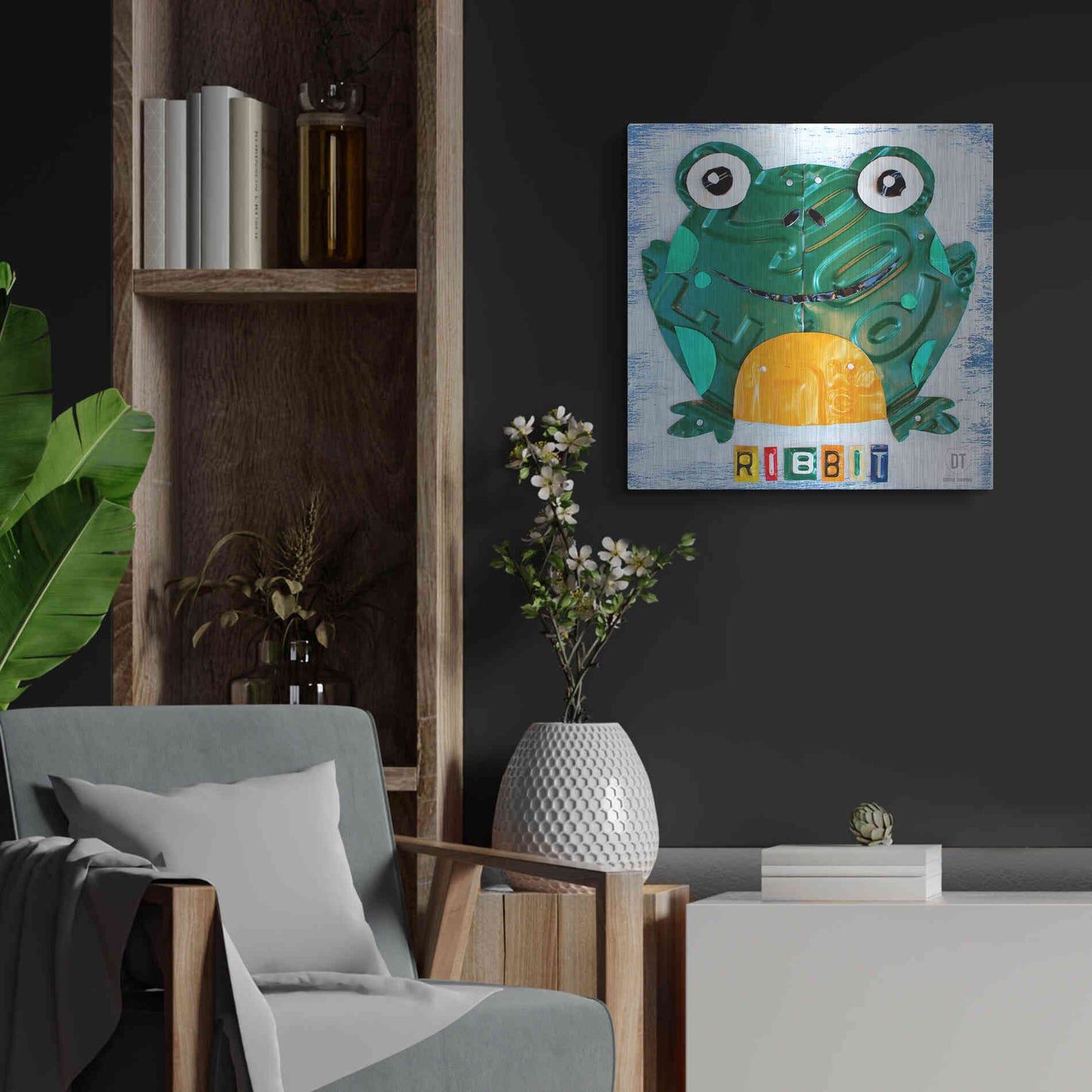 Luxe Metal Art 'Ribbit The Frog' by Design Turnpike, Metal Wall Art,24x24